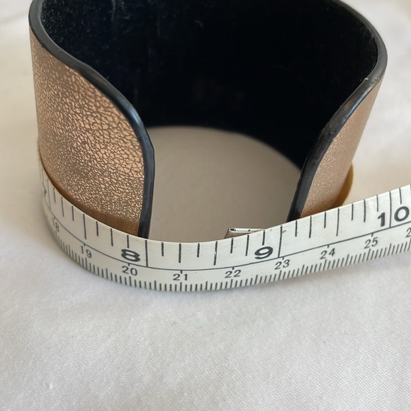 Gold Leather Rhinestone Cuff Bracelet with Swarovski Crystal - Picture 9 of 9